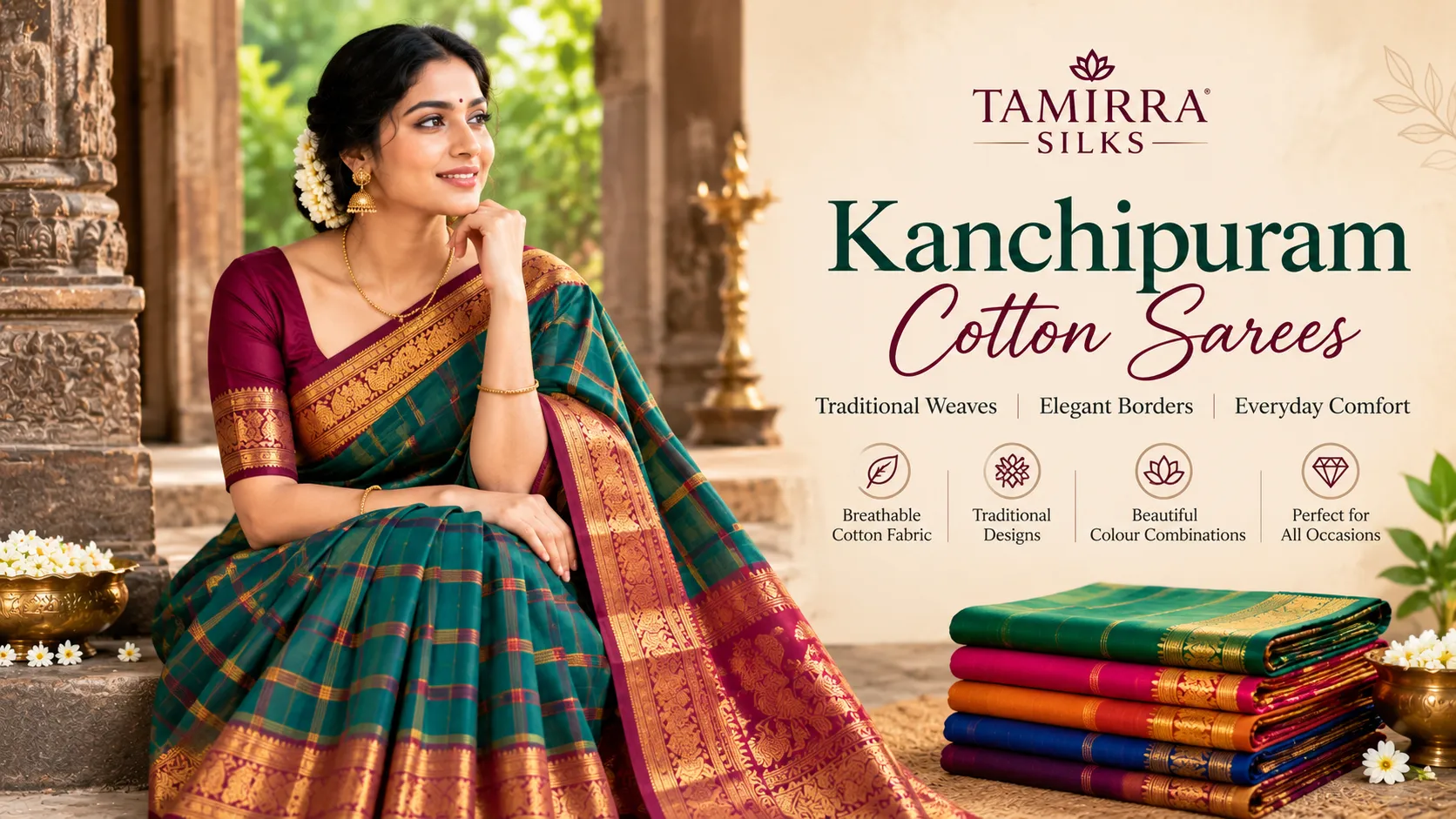 Kanchipuram Cotton Sarees - Traditional Beauty Meets Everyday Comfort – Tamirra Silks